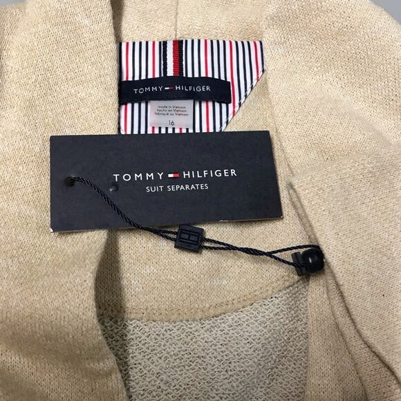 Tommy Hilfiger Tan Light Brown Single Button Cotton Sweater-Blazer Women's 16 - Picture 8 of 8